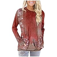 Womens Blouses,Casual Long Sleeve Top Printed Sweatshirt Soft Fashion Baggy Pullover Outdoor Tee T-shirt