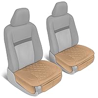 Motor Trend Car Seat Cushion, 2 Pack - Diamond Stitched Faux Leather Seat Covers for Cars Trucks SUV, Beige Padded Car Seat Covers with Storage Pockets, Premium Automotive Seat Covers for Front Seats