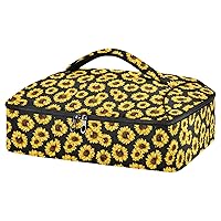 ALAZA Stylish Yellow Sunflower Insulated Casserole Carrier Lasagna Lugger Tote Casserole Cookware for Grocery, Camping, Car
