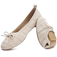 HEAWISH Women’s Flats Shoes Comfortable Black Beige Flats Crochet Lace Mesh Round Toe Slip On Casual Ballet Flats Dress Shoes