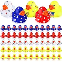 60 Pcs 2 Inch Independence Day Rubber Ducks Novelty Bulk American Flag Ducks Small Rubber Ducks Bath Toys for Cars Birthday Gifts Baby Showers Summer Beach and Pool