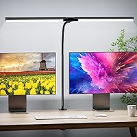 Quntis Double Head LED Tall Desk Lamp for Home Office, 31.5-inch Foldable Computer Desk Light with Clamp, Dimmable Dual Monitor Light Bar for Curved Screen Architect Drafting Design - 32 Modes