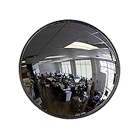 12” Acrylic Convex Mirror, Round Indoor Security Mirror for the Garage Blind Spot, Store Safety, Warehouse Side View, and More, Wall Mirror for Personal or Office Use - Vision Metalizers,Black