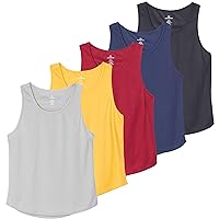 Real Essentials 5 Pack: Men's Mesh Y-Back Muscle Tank Top - Gym Workout & Bodybuilding Fitness (Available in Big & Tall)