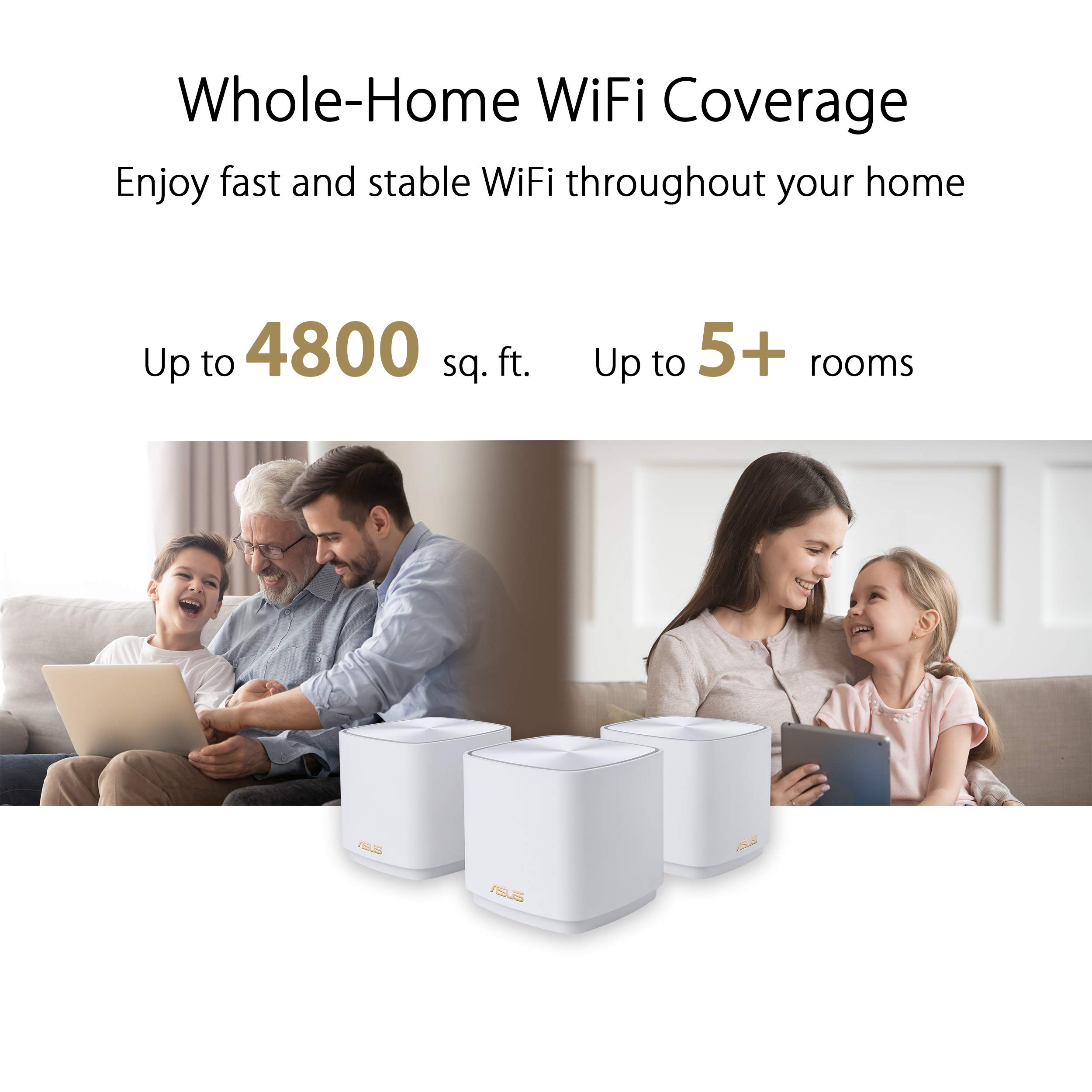 ASUS ZenWiFi XD4 Plus AX1800 Dual-band Mesh WiFi 6 System (XD4 Plus)-Whole home coverage up to 4,800 sq.ft & 25+ devices, 1800Mbps, AiMesh, Lifetime Free Internet Security, Parental Control, EasySetup