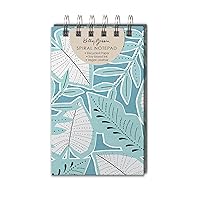 Kelly Green Blue Leaves Spiral Notepad (46982)