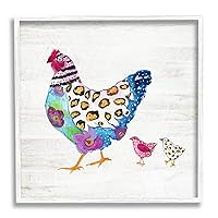 Stupell Industries Abstract Chicken Walk Whimsical Patterned Farm Animal, Designed by Janet Tava White Framed Wall Art, 17 x 17