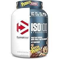 ISO100 Hydrolyzed Protein Powder, 100% Whey Isolate, 25g of Protein, 5.5g BCAAs, Gluten Free, Fast Absorbing, Easy Digesting, Cocoa Pebbles, 3 Pound