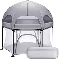 53'' Premium Baby Playpen - Rengue Portable and Sturdy for Babies and Toddlers with Dome, Padded Floor, Pop-Up Play Toddler Play Yard with Canopy and Travel Bag for Indoor and Beach Outdoor Use