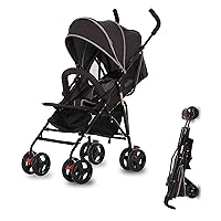 Vista Moonwalk Baby Stroller in Black, Lightweight Infant Stroller with Compact Fold, Multi-Position Recline Umbrella Stroller with Canopy, Extra Large Storage and Cup Holder