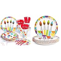 DECORLIFE Paint Party Supplies ,Art Party Decorations, Plates and Napkins, Forks for Kids Birthday