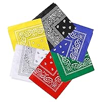 Bandanas, 21inch Assorted Paisley Pattern Bandanas Headbands Multipurpose Square Scarf Head Wrap Cowboy Bandanas for Men Women Handkerchiefs, Pack of 6