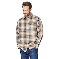Pendleton Men's Long Sleeve Dawson Linen Shirt, Rust/Graphite/Stone Plaid