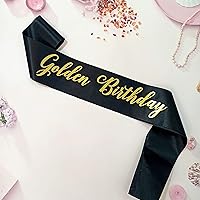 Golden Birthday Sash, Golden Birthday Party Decorations, Golden Girls Birthday Supplies, Happy Birthday Sash for Teens, Women and Men (Black)