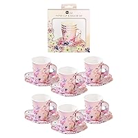 24 x Vintage Floral Disposable Afternoon Tea Teacups and Saucer Set Truly Scrumptious Pretty Cups for Birthday Party, Baby Shower, Mother’s Day Wedding, Bridal Shower Made By Talking Tables UK