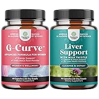 Bundle of G-Curve Butt and Breast Enhancement Pills - Herbal Enhancer May Support Body Sculpting Curves and Liver Cleanse Detox & Repair Formula - Herbal Liver Support Supplement