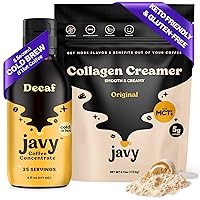 Javy Original Decaf Coffee Concentrate & Collagen Coffee Creamer Powder - Perfect for Instant Iced Coffee, Cold Brewed Coffee and Hot Coffee - Hair, Skin & Nail support with Collagen