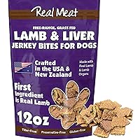 Real Meat Dog Treats - 12oz Bag of Bite-Sized Air-Dried Lamb & Liver Jerky for Dogs - Grain-Free Jerky Dog Treats Made up of 95% Human-Grade, Free-Range, Grass Fed Lamb - All-Natural Dog Treats