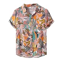 DuDubaby Mens Hawaii Themed Summer Vacation Beach Button Cotton Linen Boho Graphic Casual Loose Wear Lightweight Shirts