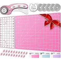 Rotary Cutter Set pink - Quilting Kit incl. 45mm Fabric Cutter, 5 Replacement Blades, A3 Cutting Mat, Acrylic Ruler and Craft Clips - Ideal for Crafting, Sewing, Patchworking, Crochet & Knitting x