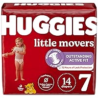 Huggies Size 7 Diapers, Little Movers Baby Diapers, Size 7 (41+ lbs), 14 Count