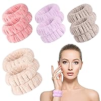 8Pcs Face Washing Wristbands Wrist Towels Bands for Washing Face Wrist Spa Washband Wrist Water Guards Face Wash Microfiber Wrist Sweatband for Women Girls Prevent Water Spilling Down from Your Arms