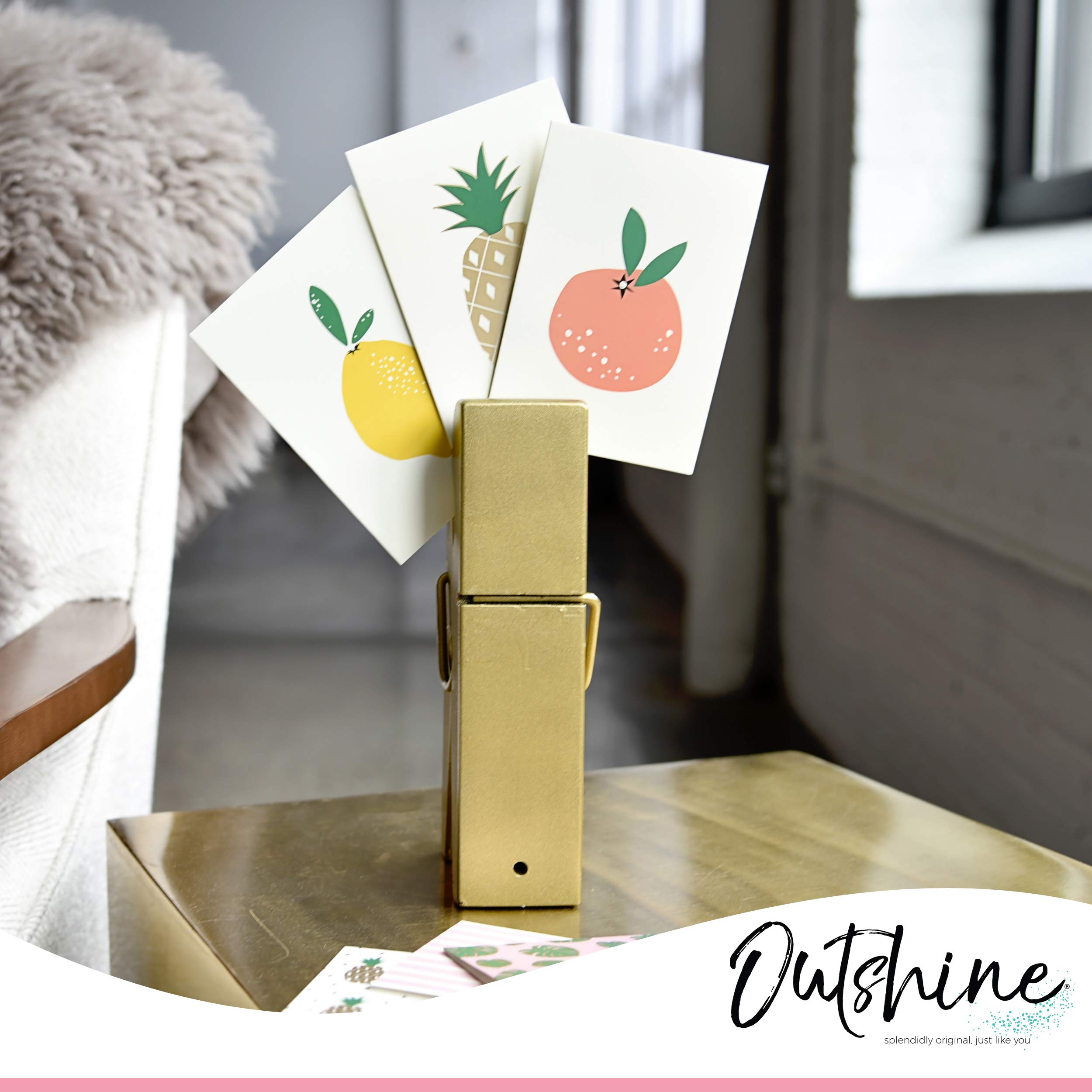Outshine Blank Notecards and Envelopes Set in Cute Storage Box - 48 (Fruit) 3.5