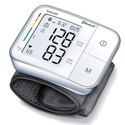 Beurer BC57 Wrist Blood Pressure Monitor – Automatic Wrist Blood Pressure Cuff - Bluetooth – 120 Memory Spaces with Irregular Heart Rate Detection, Large Display, Resting Indicator, Storage Case