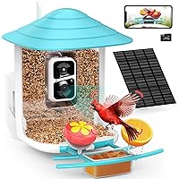 birdsnap® TUC- Smart Bird Feeder with Camera+Solar Panel 64G SD Card 6-in-1 Perch, 160°View 1080P Auto Detection & Notify, AI Identify 10000 Bird House for Outside Gift for Bird Watching Lover