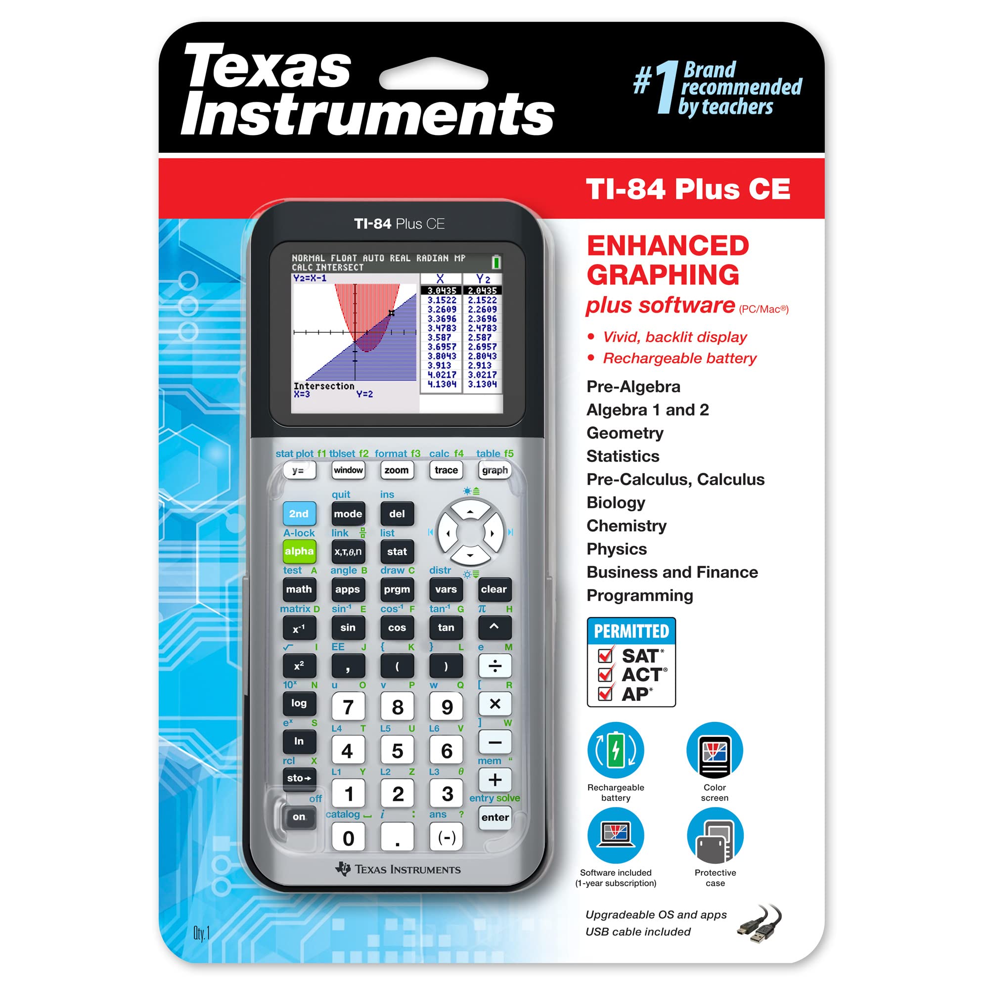 Texas Instruments TI-84 Plus CE Color Graphing Calculator, Galaxy Gray (Metallic)