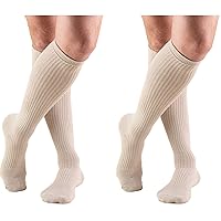 Truform Men's 15-20 mmHg Knee High Cushioned Athletic Support Compression Socks, Tan, Medium (Pack of 2)