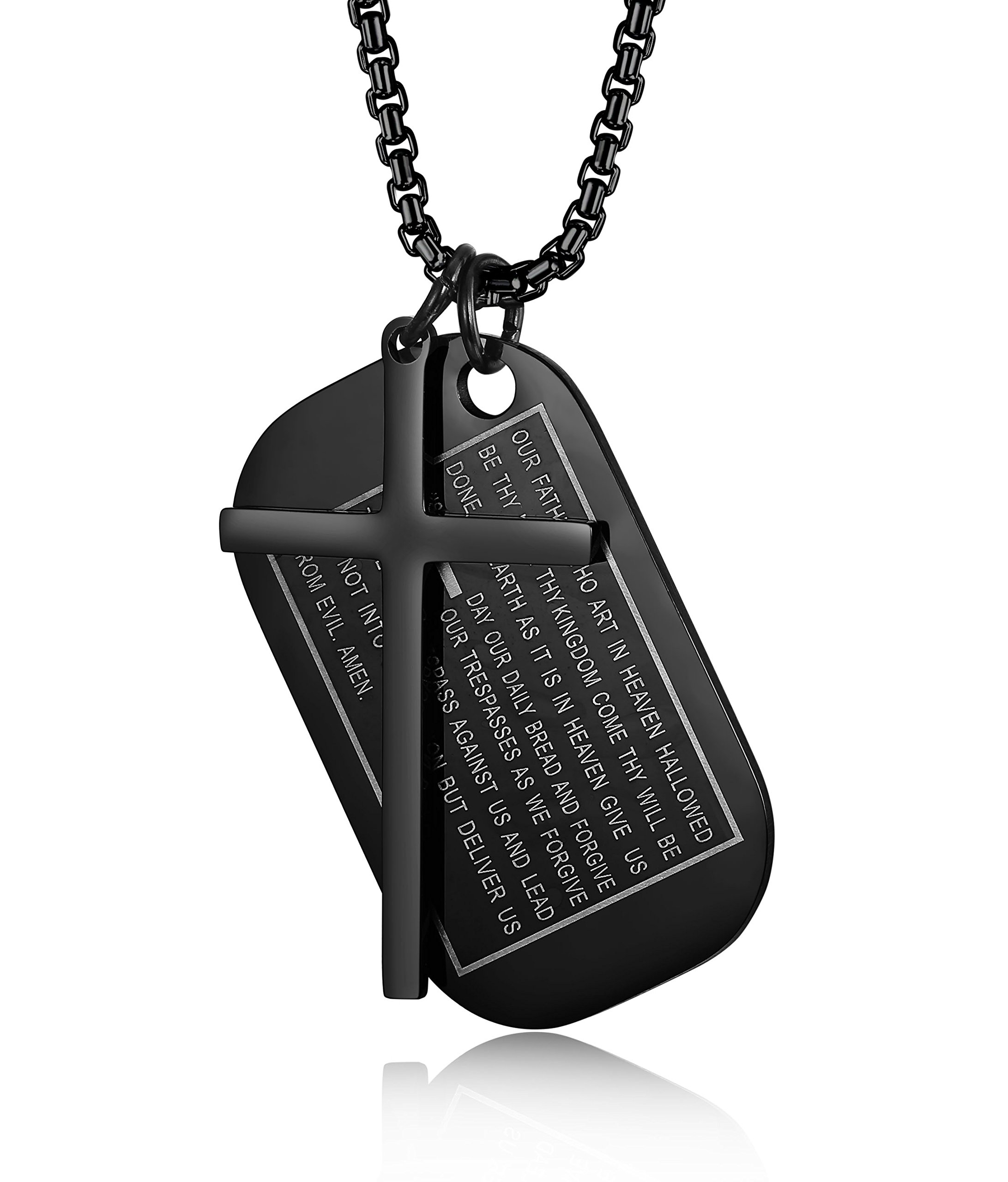 Jstyle Stainless Steel Dog Tags Cross Necklaces for Men Prayer Cross Necklace Military Rolo Chain 3mm 24 Inch