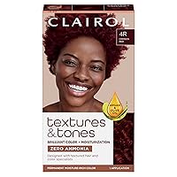 Clairol Textures & Tones Permanent Hair Dye, 4R Crimson Red Hair Color, Pack of 1
