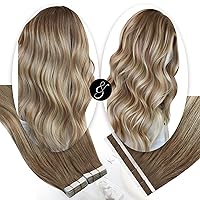 Tape Bundle Total 30 Pieces-Moresoo Tape in Hair Extensions Human Hair 20Pcs and Tape in Hair Extensions 10Pcs Ombre Ash Brown to Blonde Mix with Light Blonde (20pcs/50g+10pcs/25g)#8/22/8 14inch