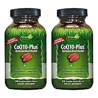 Irwin Naturals CoQ10-Plus - 60 Liquid Soft-Gels, Pack of 2 - Optimum Heart Health Support - With Vitamin D3, Ginkgo & Omega 3s - 60 Total Servings