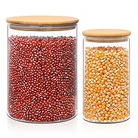 ComSaf Glass Jar with Airtight Lid (102 oz/41 oz), Glass Food Storage Container with Bamboo Lid, Clear Glass Food Canister Set of 2 for Dry food like Rice, Sugar, Flour, Pasta, Cereal, Beans, Nuts