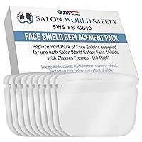 TCP Global Salon World Safety Replacement Face Shields Only (Pack of 10), Glasses Frames Not Included – Fits Most Brands, Ultra Clear, Full Face, Protect Eyes Nose Mouth, Anti-Fog PET Plastic, Goggles