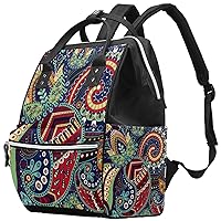 Vintage Ethnic Paisley Boho Floral Print Diaper Bag Travel Mom Bags Nappy Backpack Large Capacity for Baby Care