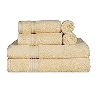 Egyptian Cotton 6-Piece Towel Set, Bathroom Essentials, Towels for Bathroom, Apartment, Airbnb, Guest Bath, Face, Hand, Bath Towels, Washcloths, Absorbent, Fast Drying, Canary
