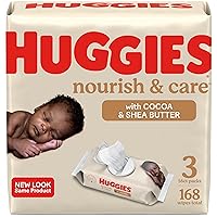 Huggies Nourish & Care Scented Baby Wipes, 3 Flip-Top Packs (168 Wipes Total)