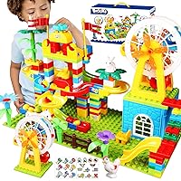 HUINIU Marble Run for Kids Ages 3+, 243 Piece Marble Runs Set Building Block with Multicolor Ball Track and Ferris Wheel for Building Marble Mazes, STEM Toys and Brain Game Gift for Boys and Girls