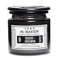 Tobacco & Cardamom Scented Jar Candle, M. Baker Collection, 2 Wick, Grey, 14 oz - Up to 60 Hours Burn