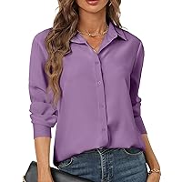 Women's Button Down Shirts Basic Classic Soft Shirt Collared Long Sleeve Dressy Casual Solid Color XS-XXL