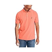 Nautica Men's Short Sleeve Solid Stretch Cotton Pique Polo Shirt, Pale Coral, Medium