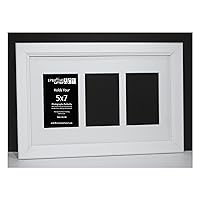 3 Opening Glass Face White Picture Frame to Hold 5 by 7 inch Photographs Including 10x20-inch White Mat Collage