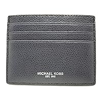 Michael Kors Mens Slim Leather Card Case Wallet (Navy Saffiano)