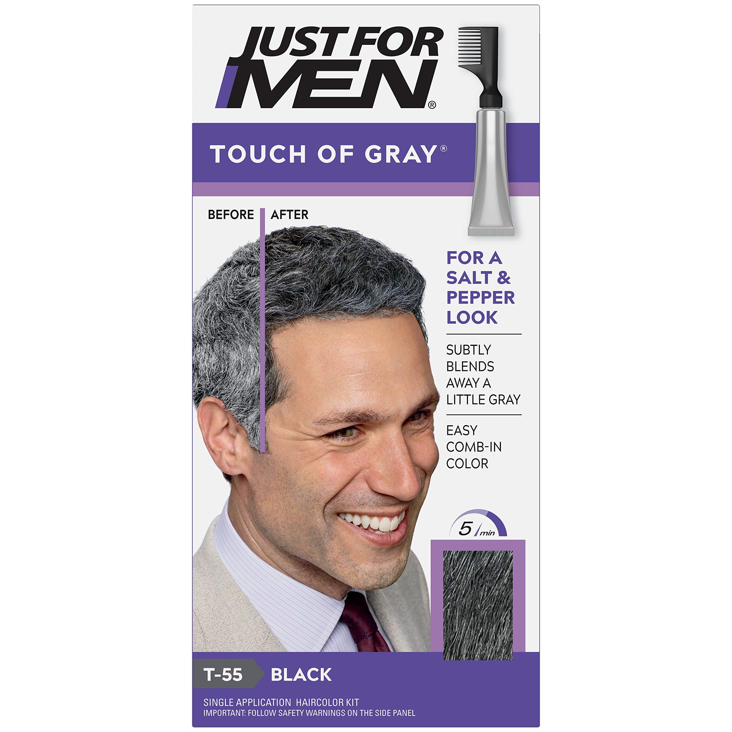 Just For Men Touch Of Gray Hair Color, Black Gray (6 Pack)
