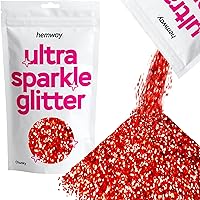 Hemway Premium Ultra Sparkle Glitter Multi-Purpose Metallic Flake for Nail Art, Cosmetic Graded, Makeup, Festival and Hair 100g / 3.5oz - Chunky (1/40 .025 0.6mm) - Red