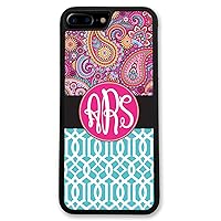 iPhone 7, Phone Case Compatible with iPhone 7 [4.7 inch] Pink Paisley Turquoise Lattice Monogram Monogrammed Personalized [Protective Case] IP7
