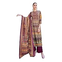 ladyline Maslin Silk Printed Aari Embroidered Salwar Kameez Suit Set | Elegant Indian Pakistani Dress
